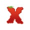 Letter X Strawberry font. Red Berry lettering alphabet. Fruits A