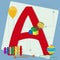 Letter a from stylized alphabet with children\'s toys