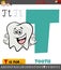 Letter T from alphabet with cartoon tooth character