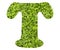 Letter T - Artificial green grass background. Top view