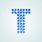 Letter T logo modern halftone icon. Vector flat letter T sign futuristic blue dot line liquid font trendy digital design