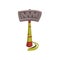 Letter T made of big steel hammer with wooden handle. English alphabet, ABC. Detailed font in flat style. Cartoon vector