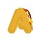 Letter A tacos. Mexican fast food font. Taco alphabet symbol. Me