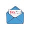 Letter tax. Envelope with form of payment of taxes.