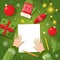 Letter to Santa Claus writes a kid at Christmas. Space for text. Vector illustration.