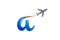 A Letter Travel Airplane Creative Logo