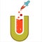 Letter u combining with chemical bottle Logo. laboratory logo vector.labs logo, Medical science and scientist community Logo.