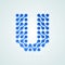 Letter U logo modern halftone icon. Vector flat letter U sign futuristic blue dot line liquid font trendy digital design