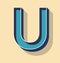 Letter U Retro Vector Text Style, Fonts Concept