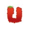 Letter U Strawberry font. Red Berry lettering alphabet. Fruits A