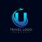 Letter U tour and travel logo design vector