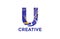 Letter U Trendy Acrylic Fluid Vector Logo