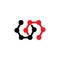 Letter un linked dots line logo vector