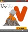 Letter v with cartoon volcano