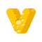 Letter V cheese font. Symbol of cheesy alphabet. Dairy Food type