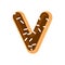 Letter V donut font. Doughnut alphabet. Sweet lettering. candy A