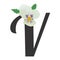 The letter V of the English flower alphabet with a single pansy bud