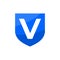 Letter V inside a blue shield. good for any business related to security or defense company