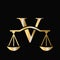 Letter V Scale Attorney Law Logo Design. Initial Pillar, Law firm, Attorney Sign Design On Letter V Concept Template