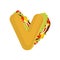 Letter V tacos. Mexican fast food font. Taco alphabet symbol. Me