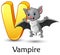 Letter V is for Vampire Bat cartoon alphabet