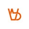 Letter vb overlapping lines symbol geometric logo vector