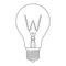 The letter W, in the alphabet Incandescent light bulb set
