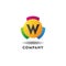 Letter W Cheerful Logo Concept, Colorful Alphabetical Logo Design Template