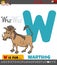 Letter W educational worksheet with warthog animal