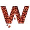 Letter W of English alphabet of natural peanuts and paper cut isolated on white. Typeface from groundnuts. Vegan snack