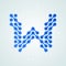 Letter W logo modern halftone icon. Vector flat letter W sign futuristic blue dot line liquid font trendy digital design