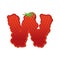 Letter W Strawberry font. Red Berry lettering alphabet. Fruits A