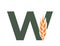 letter w with wheat ear. harvest and organic food alphabet logotype symbol. cereal farming, agriculture and grain crops