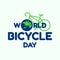 Letter World Bicycle Day on June 3 with world map