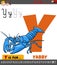 Letter Y from alphabet with cartoon yabby animal character