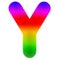 Letter Y. Colored, fluffy, hairy font. 3D rendering