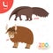 Letter Y. Cute animals. Funny cartoon animals in vector. ABC boo
