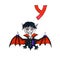Letter Y for Fantasy Cyrillic Alphabet - Azbuka with cute vampire