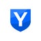 Letter Y inside a blue shield. good for any business related to security or defense company