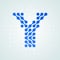 Letter Y logo modern halftone icon. Vector flat letter Y sign futuristic blue dot line liquid font trendy digital design