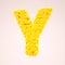 Letter y made of corn plant yellow bubbles, vegetable and food font concept, 3d render