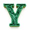 letter Y made of green silk fiber on white background generative AI