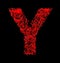 Letter Y red artistic fiber mesh style isolated on black