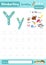 Letter Y uppercase and lowercase tracing practice worksheet A4