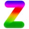 Letter Z. Colored, fluffy, hairy font. 3D rendering