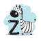 Letter Z with funny Zebra