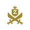 Letter Z inside a shield and a sword with a classic medieval style. classic elegant logo template