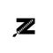 Letter z logo, black zipper design, vector illustration
