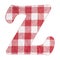 Letter Z - Red checkered napkin background - Top view