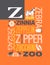Letter Z words typography illustration alphabet poster design
